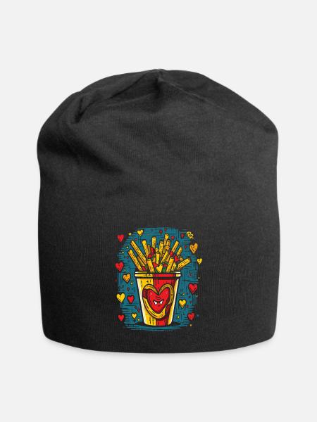 Freiheit und Liebe: Pommes Frites - Jersey-Beanie - Schwarz