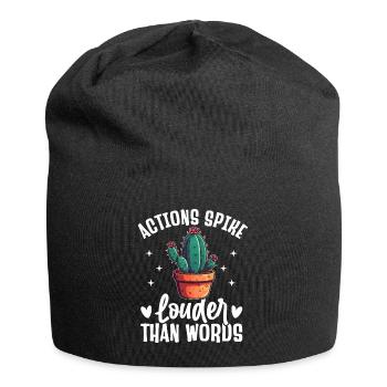 Lustiger Sukkulenten-Kaktus - Jersey-Beanie - Schwarz - Vorne