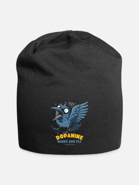 Krähen Vogel auf Dopamin lässt dich fliegen - Jersey-Beanie - Schwarz