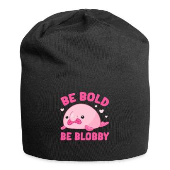 Lustiger Blobfisch Meerestier - Jersey-Beanie - Schwarz - Vorne