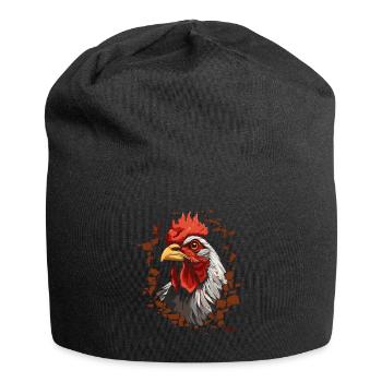 Rissige Wand mit Hahn - Jersey-Beanie - Schwarz - Vorne