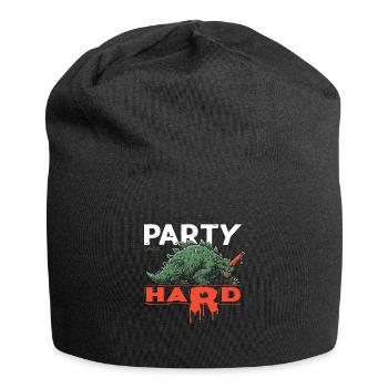 Der Party-Hard Dino - Jersey-Beanie - Schwarz - Vorne