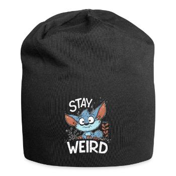 Kleiner süßer Kobold: Bleib seltsam - Jersey-Beanie - Schwarz - Vorne