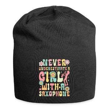 Saxophon Girl Saxophonistin - Jersey-Beanie - Schwarz - Vorne