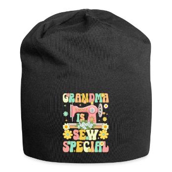 Groovy Sewing Oma Weiblich Sewer - Jersey-Beanie - Schwarz - Vorne