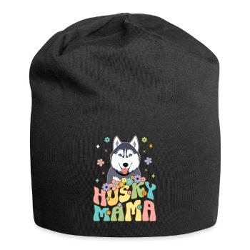 Groovy Siberian Husky Mom Female Dog Sweetheart - Jersey Beanie - black - Front