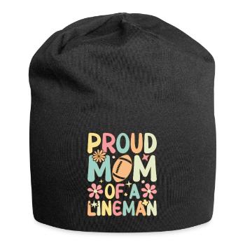 Groovy Football Lineman Mom - Jersey Beanie - black - Front
