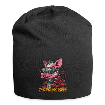 Cyber Cochon Punk - Bonnet en jersey - noir - Devant