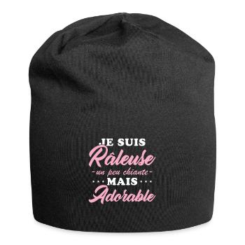Mürrisches, aber liebenswertes personalisiertes Humorgeschenk - Jersey-Beanie - Schwarz - Vorne