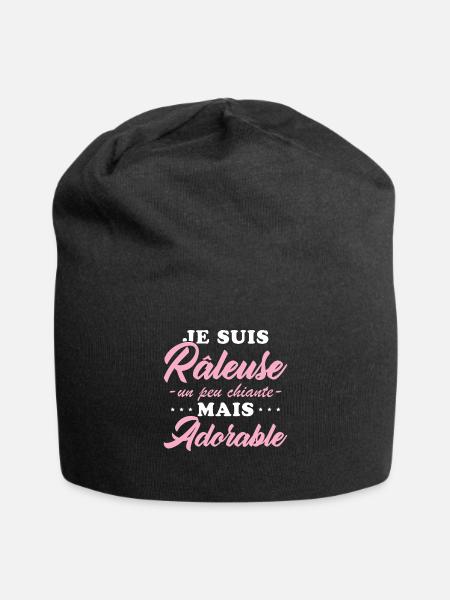 Mürrisches, aber liebenswertes personalisiertes Humorgeschenk - Jersey-Beanie - Schwarz