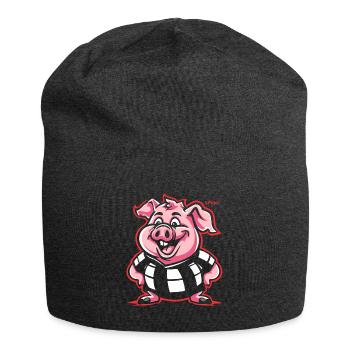 Eine Überraschung, molliges rundes Schwein - Jersey-Beanie - Anthrazit - Vorne