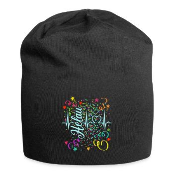 Herzkurve - Helau - Konfetti - Fasching - Jersey-Beanie - Schwarz - Vorne