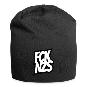 FCK NZS - Gegen Rechts - Nie wieder ist jetzt - Jersey-Beanie - Schwarz - Vorne