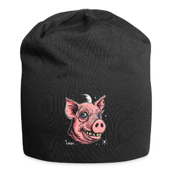 Der gute alte Freund: Das Weltraum Schwein - Jersey-Beanie - Schwarz - Vorne