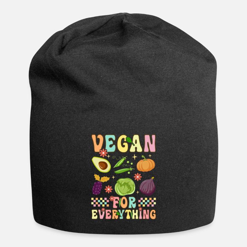 Groovy Plant-Based Diet Veganism - Jersey Beanie - black