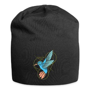 Colibri abstrait au trait - Bonnet en jersey - noir - Devant