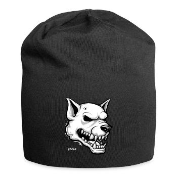 White Dog Skull Skull - Jersey Beanie - black - Front