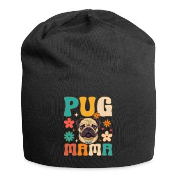 Groovy Pug Mom Weiblicher Hundeliebhaber - Jersey-Beanie - Schwarz - Vorne