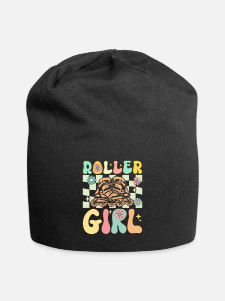 Groovy Roller Skating Girl Weibliche Rollschuhläuf - Jersey-Beanie - Schwarz