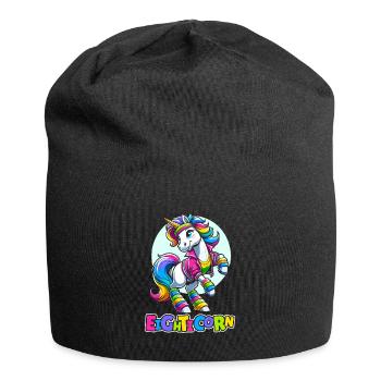 80s Achtziger Einhorn Eighticorn - Jersey-Beanie - Schwarz - Vorne