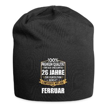 26. Geburtstag FEBRUAR Jahrgang 1998 Geschenkidee - Jersey-Beanie - Schwarz - Vorne