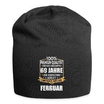 69e anniversaire février Vintage 1955 idée cadeau - Bonnet en jersey - noir - Devant