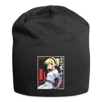 Cute Cyber City Anime Girl - Jersey Beanie - black - Front