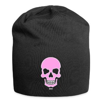 Un crâne rose souriant crâne - Bonnet en jersey - noir - Devant