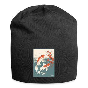 Parody Japanese Advertising Poster Koi Fish - Jersey Beanie - black - Front