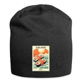 Parodie japanisches Werbeplakat: Wellen von Sushi - Jersey-Beanie - Schwarz - Vorne