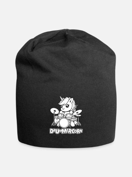 Schlagzeug Drummer Schlagzeuger Einhorn - Jersey-Beanie - Schwarz