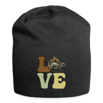 LIEBE Stegosaurus Dinosaurier - Jersey-Beanie - Schwarz - Vorne