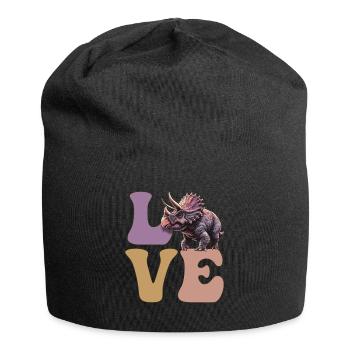 LOVE Triceratops Dinosaurier - Jersey-Beanie - Schwarz - Vorne
