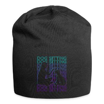 Dog Sitting Dog Walker Dog Sitter Retro - Jersey Beanie - black - Front