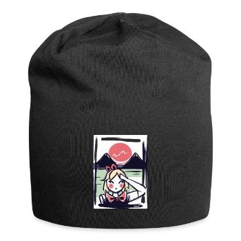 Japanisches Mädchen in Japan unter der roten Sonne - Jersey-Beanie - Schwarz - Vorne