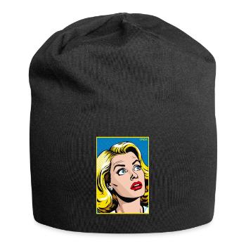 Cartoon Pop Art : Femme blonde en action - Bonnet en jersey - noir - Devant