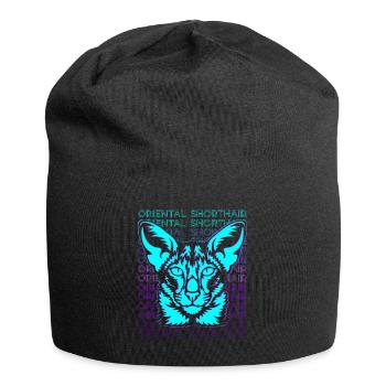 Orientalisch Kurzhaar Katze Retro - Jersey-Beanie - Schwarz - Vorne
