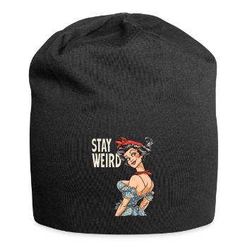 Crazy and Cool Retro Housewife - Stay Weird - Jersey Beanie - black - Front