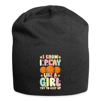 Groovy Basketball Girl Female Player I play wi - Jersey Beanie - black - Front