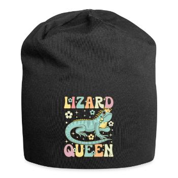 Reine Lézard Groovy Barbu Dragon Lézard Amoureux - Bonnet en jersey - noir - Devant