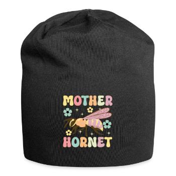 Mutter Hornisse Groovy Imker Mutter Bienenzucht Bi - Jersey-Beanie - Schwarz - Vorne
