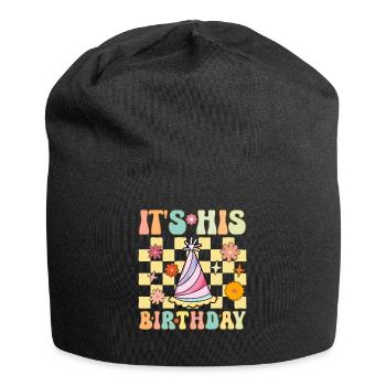 It's His Birthday Groovy Family Matching - Jersey Beanie - black - Front