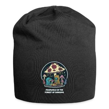 Meanwhile in the magical forest of mushrooms - Jersey Beanie - black - Front