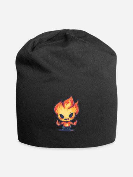 Flammende Flammen: Anime-Charakter - Jersey-Beanie - Schwarz