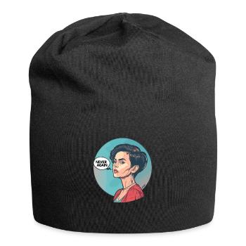 Pop Art Cartoon: Woman Says "Never Again" - Jersey Beanie - black - Front