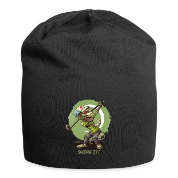 Swing It, Zombie Monkey: A Golfer Golfing - Jersey Beanie - black - Front