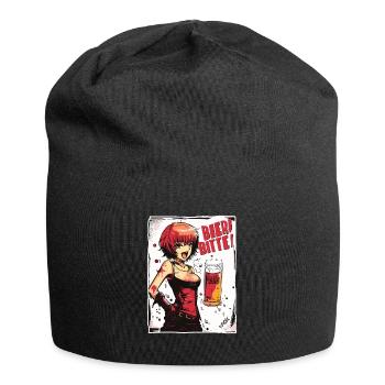 Beer Tent Punk Anime Girl, Beer Please - Jersey Beanie - black - Front