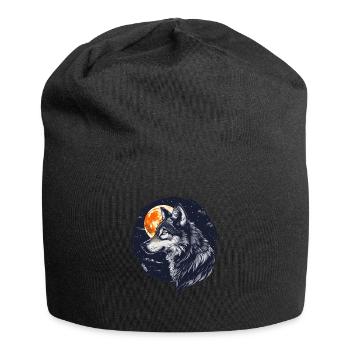 Loup et pleine lune - Bonnet en jersey - noir - Devant