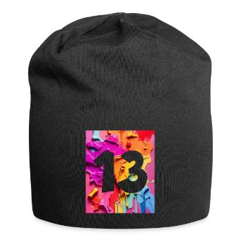 NR. 13 NUMMER 13 BUNT 13. GEBURTSTAG - Jersey-Beanie - Schwarz - Vorne