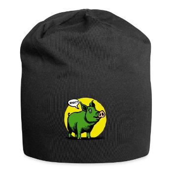 Yellow and green funny pig, huh? - Jersey Beanie - black - Front